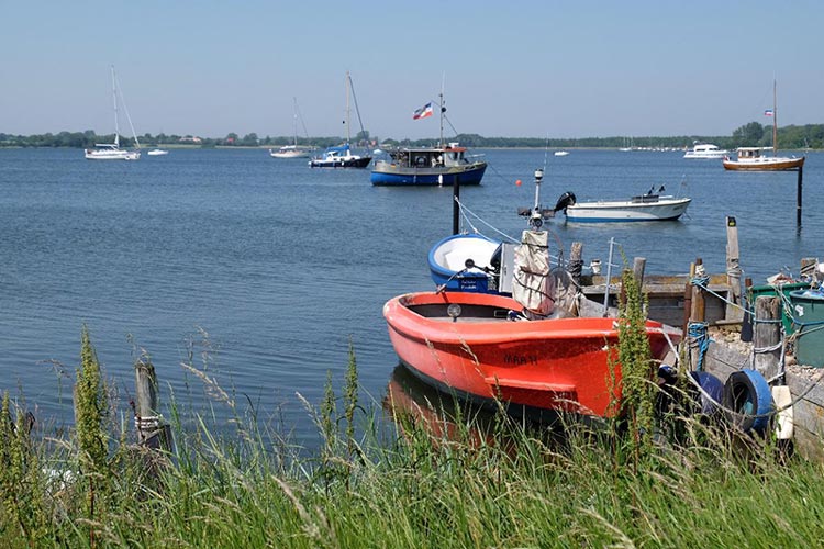 Wormshöfter Noor mit Kahnstellen und Ankerliegern Kölner Yacht Club - Reisebericht Ostsee 2021 - Schleswig